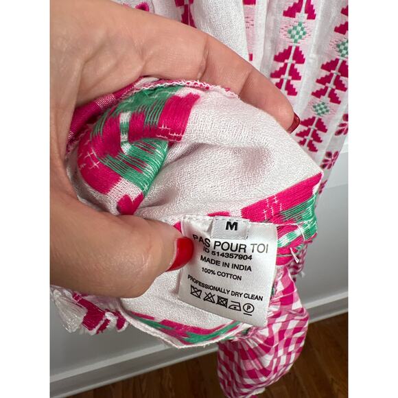 NWT Dodo Bar Or Eyelet Embroidered Tassel V-Neck Lola Mini Dress Fuchsia Pink - Picture 7 of 8